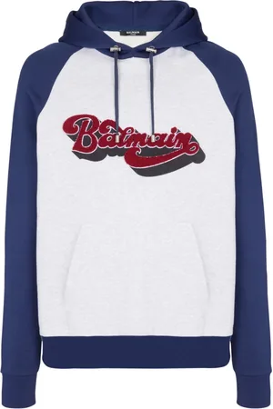 Balmain Sweatshirts & Hoodies, Herr, XL, Bomull, Retro 70-tals Huvtröja
