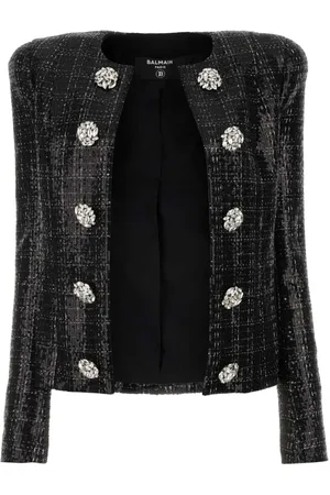 Balmain Jacka, Dam, S, Tweed, Svart Tweed Blazer och Väst Set