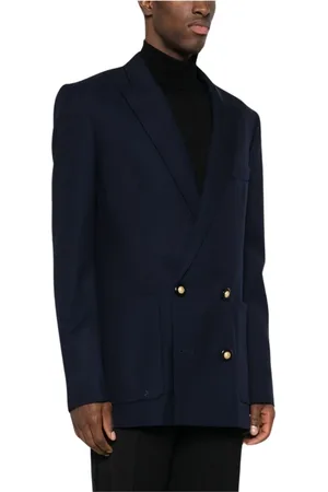 Balmain Jacka, Herr, L, Marinblå Dubbelknäppt Ullblazer