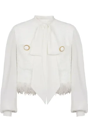 Balmain Jacka, Dam, L, Tweed, Tweed- och crepejacka