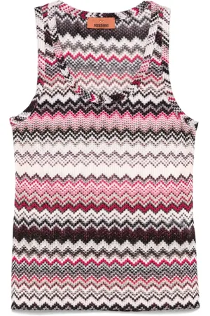 Missoni Topp, Dam, S, Linne, Svart Zigzag Ärmlös Linne