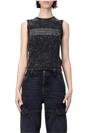 Diesel Topp, Dam, S, Rosa Ribbad Tanktop med Dragkedja