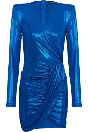 Balmain Klänning, Dam, S, Polyester, Draped jersey lamé klänning