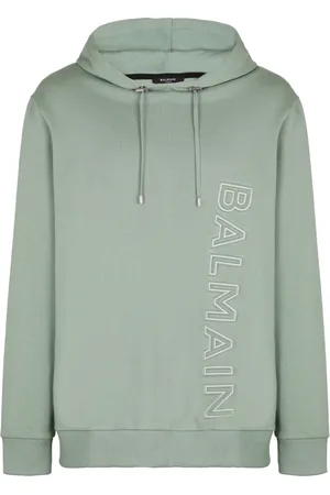 Balmain Sweatshirts & Hoodies, Herr, L, Bomull, Huvtröja med präglat logotyp