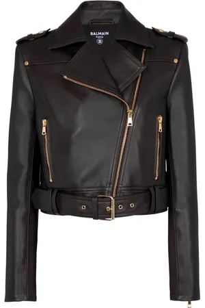 Balmain Jacka, Dam, S, Läder, Kort läder bikerjacka