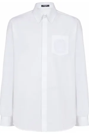 Balmain Skjorta, Herr, M, Bomull, Broderad poplin skjorta