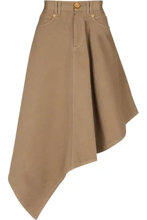 Balmain Kjol, Dam, S, Bomull, Asymmetrisk veckad kjol i bomullskanvas