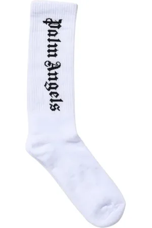 Palm Angels Underkläder, Herr, S, Bomull, Logo Crew Socks Svart Män