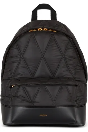 Balmain Väska, Herr, ONE Size, Nylon, Vadderad nylonryggsäck med diamantmotiv