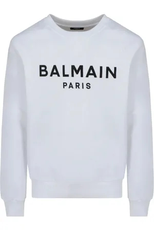 Balmain Sweatshirts & Hoodies, Herr, S, Tryckt Crewneck Sweatshirt