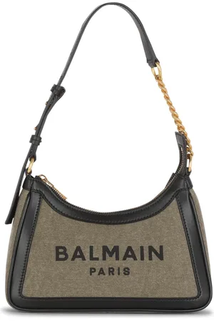 Balmain Väska, Dam, ONE Size, Läder, Canvas B-Army handväska med läderpaneler