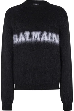 Balmain Stickade tröjor & koftor, Herr, L, Retro Jumper i borstad mohair