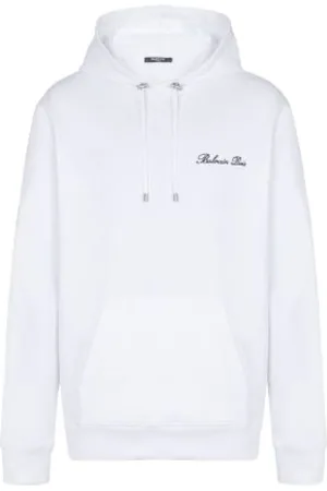 Balmain Sweatshirts & Hoodies, Herr, L, Bomull, Broderad logotyp hoodie