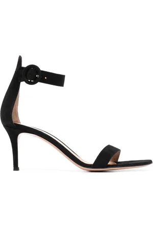 Gianvito Rossi Skor, Dam, 40 EU, Mocka, Svarta Mocka Öppen Tå Sandaler