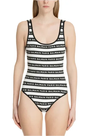 Balmain Badkläder, Dam, XL, Läder, Iconic Stripes Baddräkt
