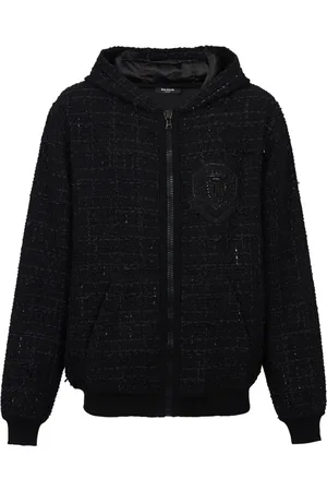 Balmain Sweatshirts & Hoodies, Herr, 2Xl, Tweed, Tweed huva jacka