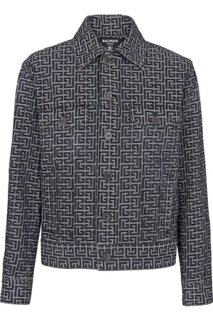 Balmain Jacka, Herr, S, Denim, Monogram jacquard denim jacka