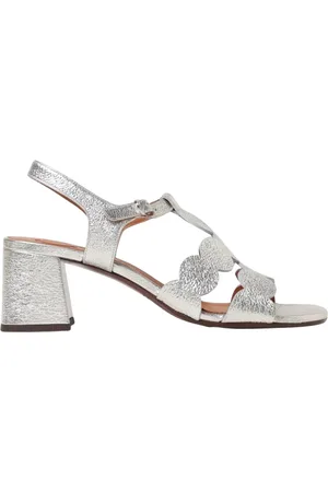 Chie Mihara Skor, Dam, 38 1/2 EU, Läder, Silver Skalade Klack Sandaler