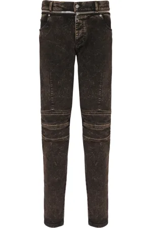 Balmain Jeans, Herr, W28, Bomull, Slim-fit jeans med dragkedja bälte