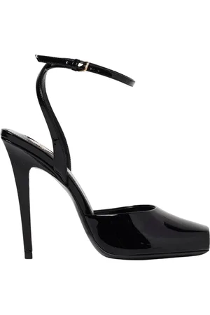 Saint Laurent Skor, Dam, 39 EU, Läder, Burgundy Patent Klack Sandaler