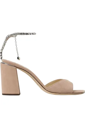 Jimmy Choo Skor, Dam, 37 EU, Mocka, Rosa Mocka Kristall Sandaler