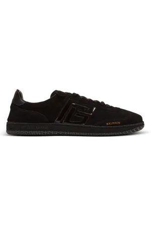 Balmain Skor, Herr, 44 EU, Läder, Svan mocka och lackläder sneakers