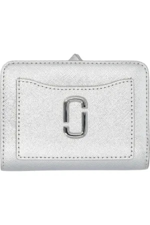 Marc Jacobs Accessoarer, Dam, ONE Size, Läder, Metalliskt Läder Kompakt Plånbok