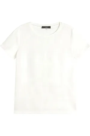 Max Mara Topp, Dam, S, Bomull, Italiensk Elegans Vit Blus
