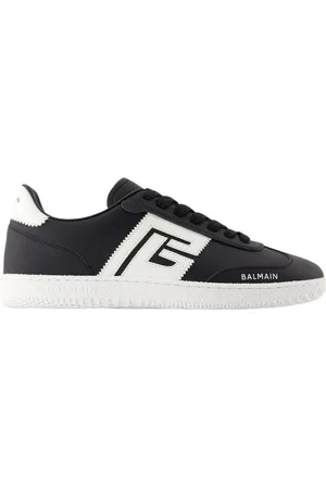 Balmain Skor, Herr, 39 EU, Läder, Svart/Vit Swan Läder Sneakers