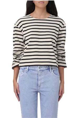 Tory Burch Topp, Dam, S, Bomull, Randig Crew Neck Top
