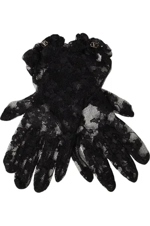 VALENTINO GARAVANI Accessoarer, Dam, 6 IN, Svarta Spetshandskar Elegant Stilfull Kvinna