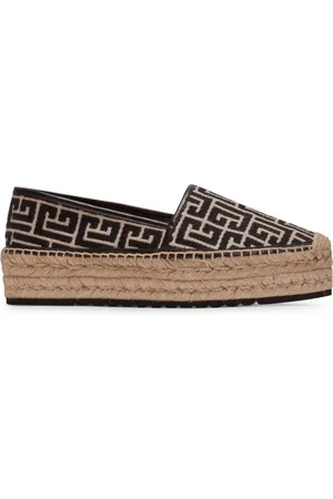 Balmain Skor, Dam, 41 EU, Bomull, Alex canvas espadriller med PB Labyrinth monogram