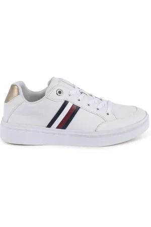 Tommy Hilfiger Skor, Dam, 39 EU, Läder, Vita Lädersneakers med Detaljsöm