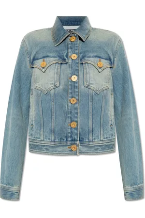 Balmain Jacka, Dam, L, Denim, Denimjacka med vintageeffekt