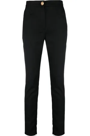 Balmain Byxor, Dam, L, Svart Skinny Ull Stretch Byxor