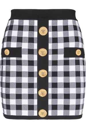 Balmain Kjol, Dam, M, Fint stickad ginghamkjol