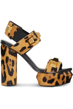 Balmain Skor, Dam, 37 EU, Läder, Ava leopardmönstrade läderplattformsandaler