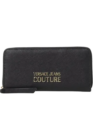 VERSACE Accessoarer, Dam, ONE Size, Läder, Svart Logo ZipAround Plånbok