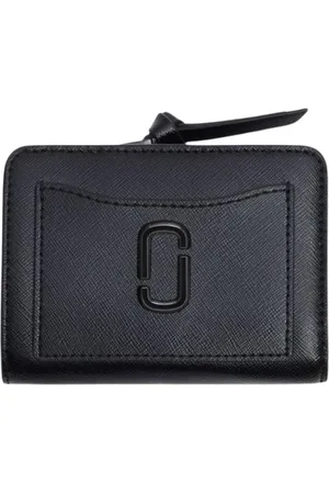 Marc Jacobs Accessoarer, Dam, ONE Size, Läder, Svart Läder Plånbok med Snap Stängning