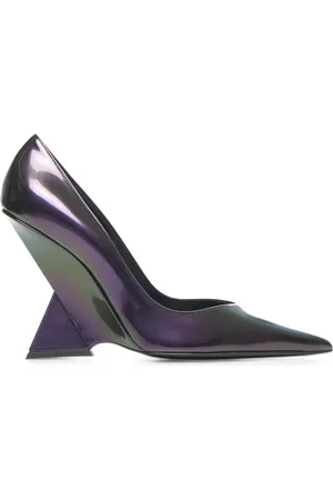 The Attico Skor, Dam, 36 EU, Läder, Lila Holografisk Kilklack Slip-On