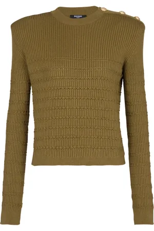 Balmain Stickade tröjor & koftor, Dam, M, Stickad tröja med guld knappar