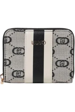 Liu Jo Accessoarer, Dam, ONE Size, Läder, Monogram Zip Plånbok Stilren Svart