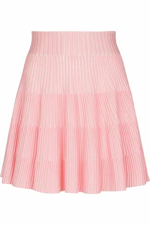 Balmain Kjol, Dam, 2Xs, Polyester, A-linje texturerad stickad kjol