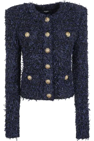 Balmain Jacka, Dam, S, Polyester, Blå jacka för kvinnor