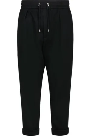 Balmain Byxor, Herr, M, Svarta ull trackbyxor med veck