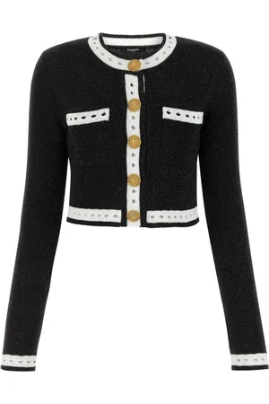 Balmain Stickade tröjor & koftor, Dam, L, Spetsstickad kofta