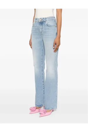 Balmain Jeans, Dam, L, Denim, Ljusblå Denim Flare Jeans