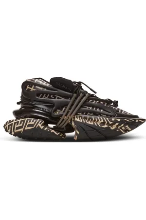 Balmain Skor, Herr, 43 EU, Läder, Neopren och läder enhörning låga sneakers