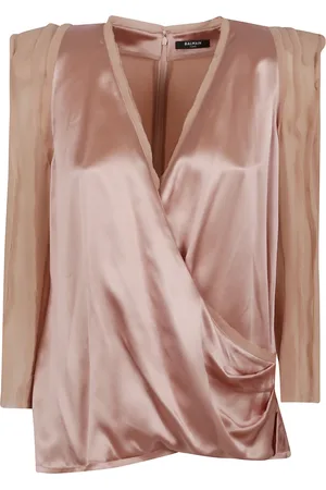 Balmain Blusar & Skjortor , Dam, M, Silke Crepe Draperad Topp