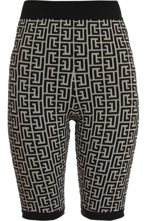 Balmain Shorts, Dam, 2Xs, Bicolor jacquardstickade shorts med monogram